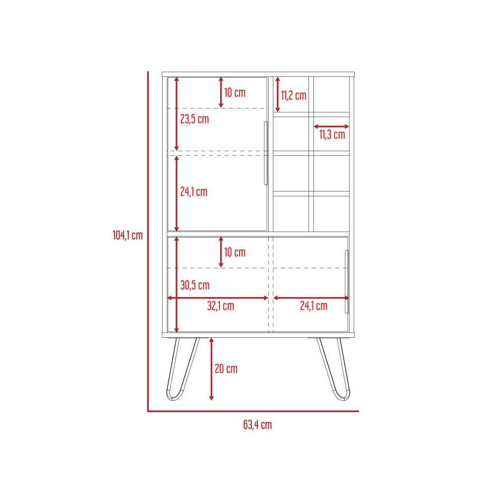 Bar Vegas Miel y Plomo 60 cm con Dos Puertas - Bares | Bylmo
