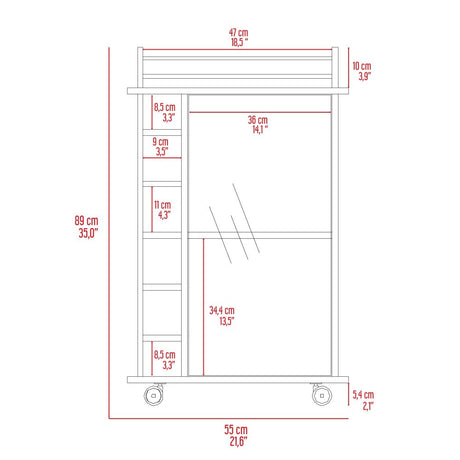 Bar Dukat Plus Blanco 55x89cm sin Cajones y con Seis Portabotellas - Bares | Bylmo