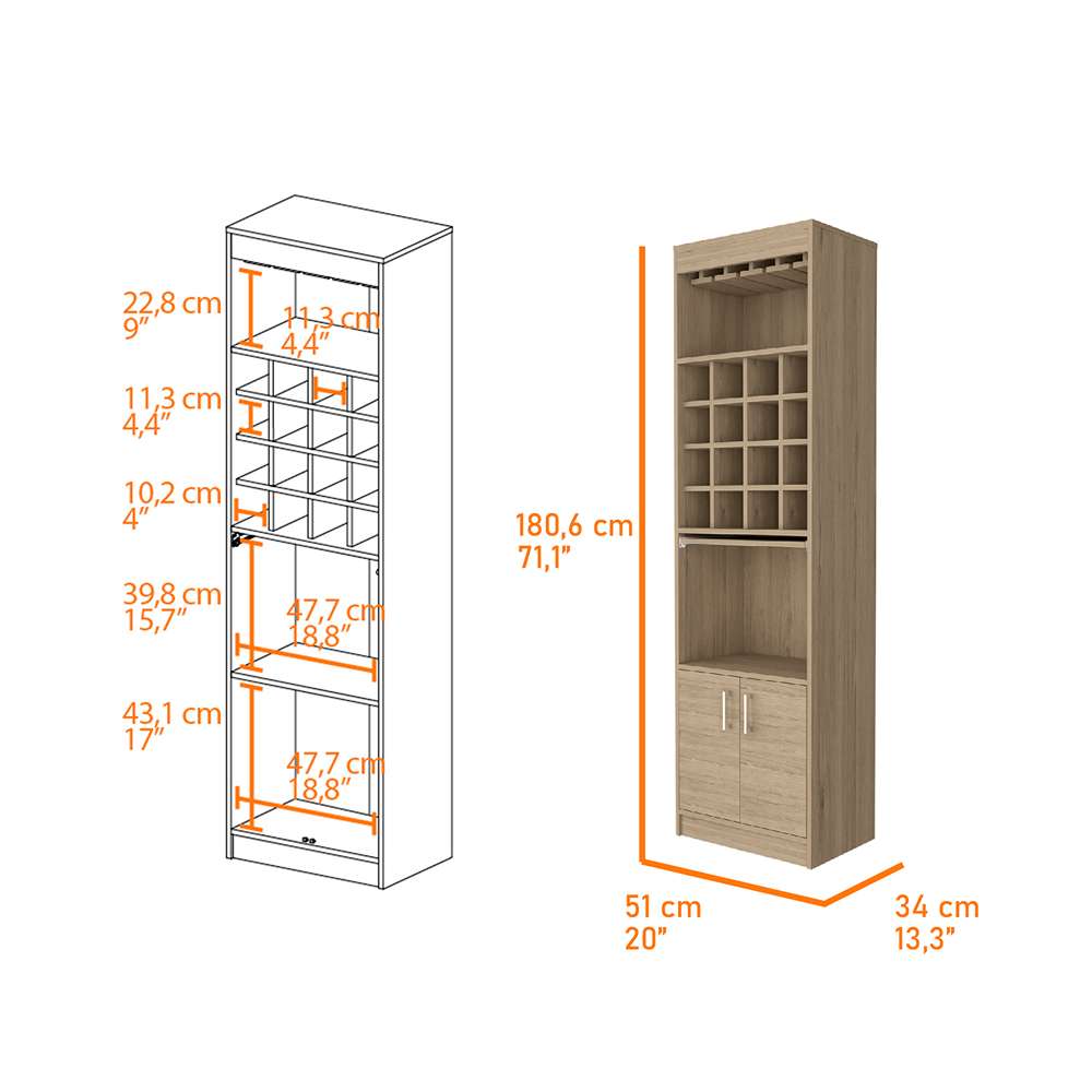 Bar Kava Plus Rovere 51 cm con Dos Puertas - Bares | Bylmo