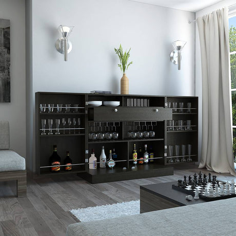 Bar Normandia Wengue 102x94.8cm con Un Cajón y sin Portabotellas - Bares | Bylmo