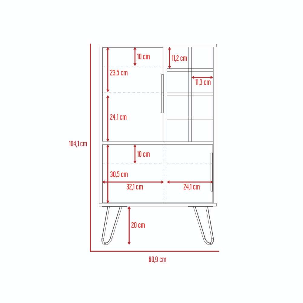 Bar Vegas Duna y Plomo 59 cm con Puerta de Vidrio - Bares | Bylmo