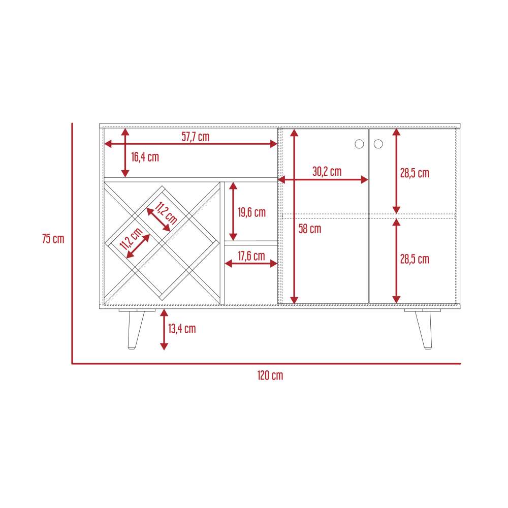 Bar Vithi Duna y Blanco 120 cm con Dos Puertas - Bares | Bylmo