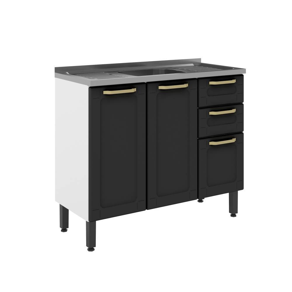 Mueble Inferior Negro 105 cm con Mesón - Cocinas | Bylmo