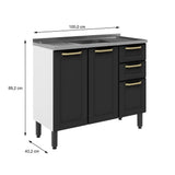 Mueble Inferior Negro 105 cm con Mesón - Cocinas | Bylmo