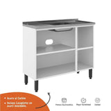 Mueble Inferior Blanco 105x85.3cm con Mesón de Acero Al Carbon y con Pozuelo Lado Izquierdo - Cocinas | Bylmo