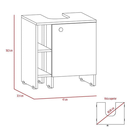 Mueble para Lavamanos Basic Blanco 47x50.5cm Individual sin Lavamanos con Una Puerta - Gabinetes | Bylmo