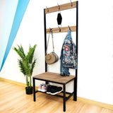 Mueble Recibidor Home Cafe y Negro 65 cm con Zapatero y Percheros - Bifes | Bylmo