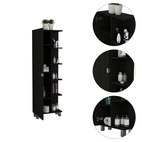Mueble para Baño Esquinero Urano Wengue 51.2x158cm sin Cajones y con Cuatro Entrepaños - Gabinetes | Bylmo