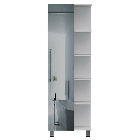Mueble para Baño Esquinero Urano Plus Blanco 51.2x158cm sin Cajones y con Cuatro Entrepaños - Gabinetes | Bylmo