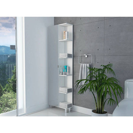 Mueble para Baño Esquinero Urano Plus Blanco 51.2x158cm sin Cajones y con Cuatro Entrepaños - Gabinetes | Bylmo