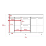 Mueble Inferior con Cuatro Puertas y Dos Cajones Luna Miel y Wengue 150 cm - Cocinas | Bylmo