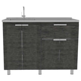 Mueble Inferior Fendi Roble Gris 120x88cm con Mesón de Acero Inoxidable y con Pozuelo Para Izquierdo O Derecho - Cocinas | Bylmo