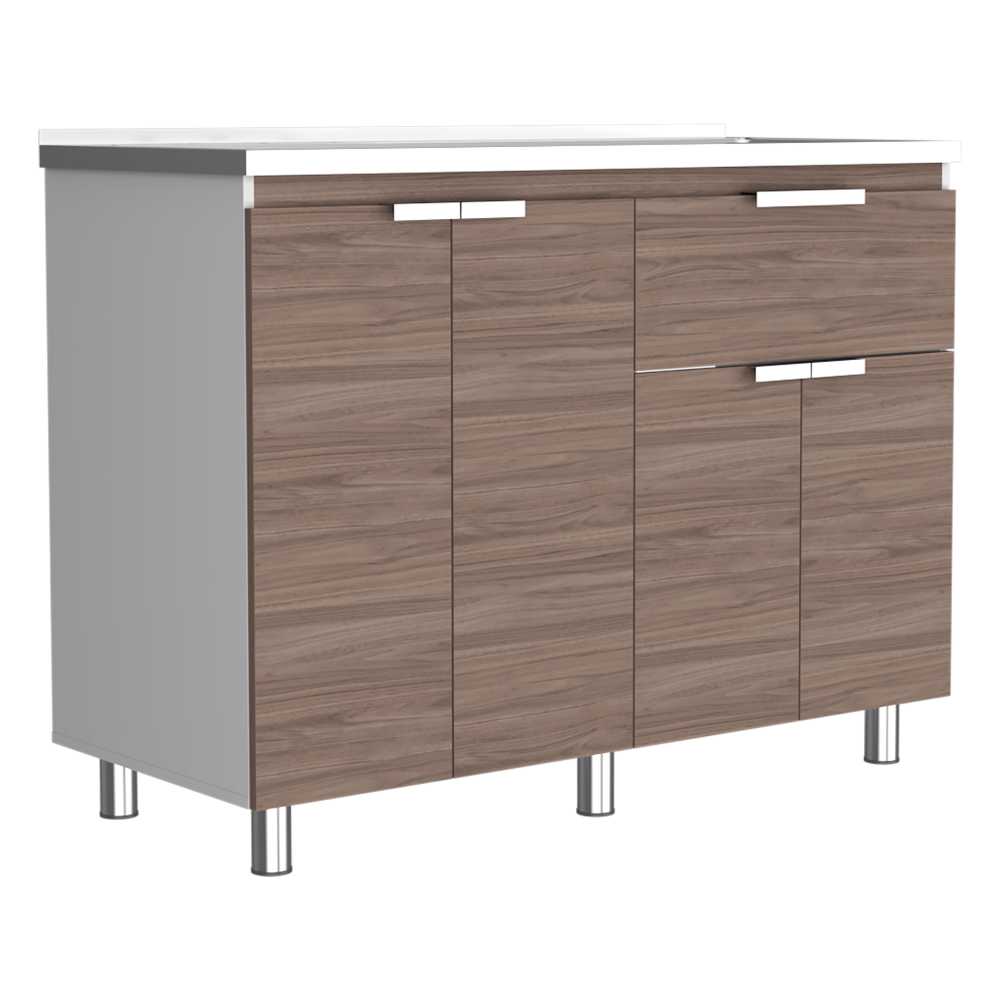 Mueble Inferior Izquierda Fendi Castaño 120 cm con Mesón - Cocinas | Bylmo
