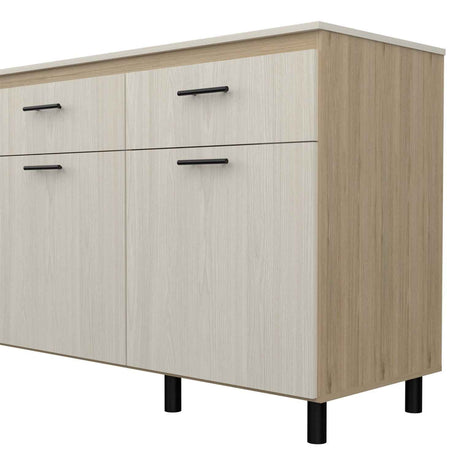 Mueble Inferior Gante Moderno Rovere y Niebla 181 cm Con Mesón en Melamina - Muebles Inferiores | Bylmo
