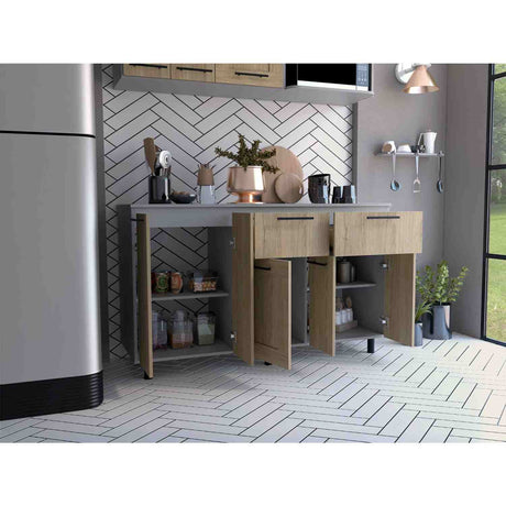 Mueble Inferior de Cocina Hasselt Gris 150x52cm con Dos Cajones y sin Mesón - Muebles Superiores | Bylmo