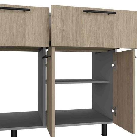 Mueble Inferior de Cocina Hasselt Gris 150x52cm con Dos Cajones y sin Mesón - Muebles Superiores | Bylmo