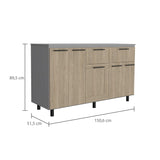 Mueble Inferior de Cocina Hasselt Gris 150x52cm con Dos Cajones y sin Mesón - Muebles Superiores | Bylmo