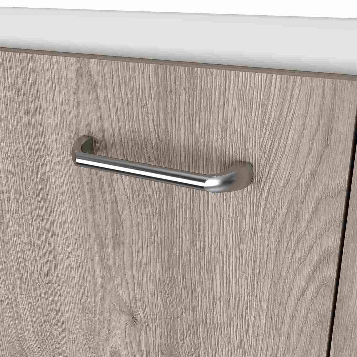Mueble Inferior Napoles Blanco y Ceniza 100x90cm con Mesón de Acero Inoxidable y con Pozuelo Lado Derecho - Muebles Inferiores | Bylmo