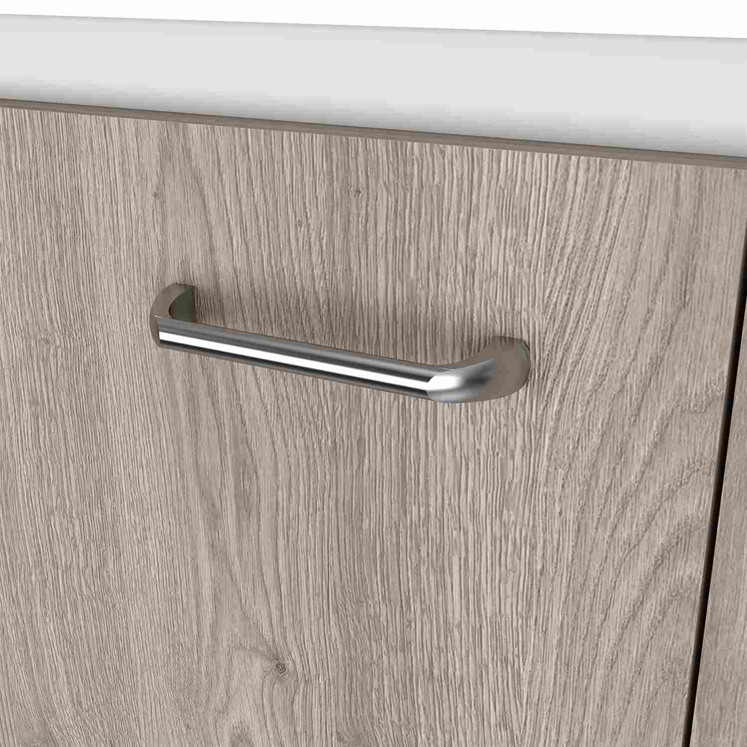 Mueble Inferior Napoles Blanco y Ceniza 100x90cm con Mesón de Acero Inoxidable y con Pozuelo Lado Derecho - Muebles Inferiores | Bylmo