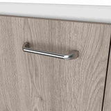 Mueble Inferior Napoles Blanco y Ceniza 100x90cm con Mesón de Acero Inoxidable y con Pozuelo Lado Derecho - Muebles Inferiores | Bylmo
