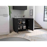 Mueble Inferior Napoles con Patas Metálicas sin Lavaplatos Wengue 100 cm Mesón Izquierdo - Muebles Inferiores | Bylmo