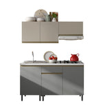 Mueble Inferior Santiago Grafito 150x88cm con Mesón de Madera y sin Pozuelo - Cocinas | Bylmo