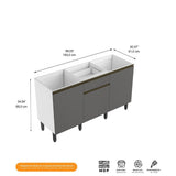 Mueble Inferior Santiago Grafito 150x88cm con Mesón de Madera y sin Pozuelo - Cocinas | Bylmo