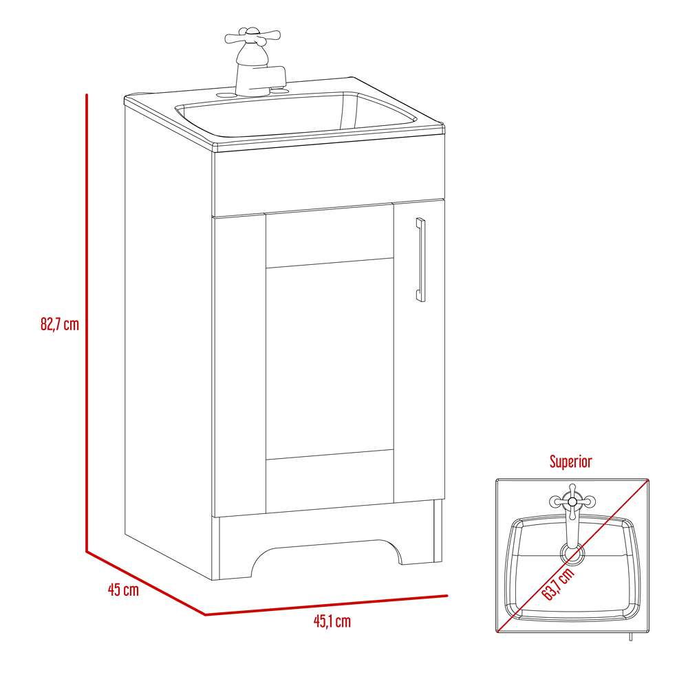 Mueble para Lavamanos Barcelona Miel 45.1x82.7cm Individual con Lavamanos con Una Puerta - Gabinetes | Bylmo