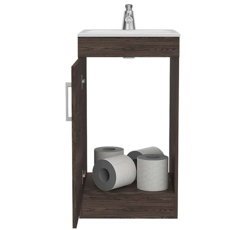 Mueble para Lavamanos Madrid Coñac 40x88cm Individual con Lavamanos con Una Puerta - Gabinetes | Bylmo