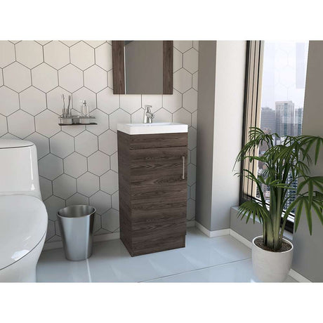 Mueble para Lavamanos Madrid Coñac 40x88cm Individual con Lavamanos con Una Puerta - Gabinetes | Bylmo