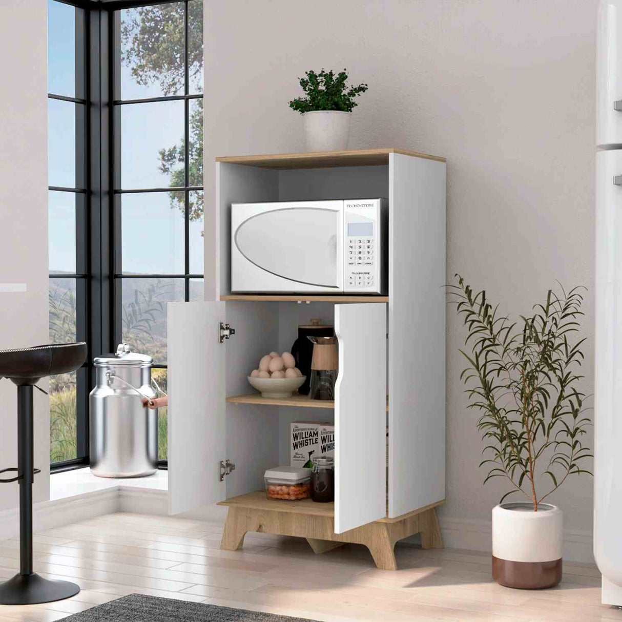 Mueble Microondas Auxona Duna 65 cm con Dos Puertas y Entrepaños - Alacenas y Muebles Microondas | Bylmo