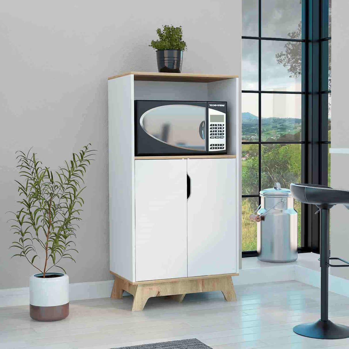 Mueble Microondas Auxona Duna 65 cm con Dos Puertas y Entrepaños - Alacenas y Muebles Microondas | Bylmo