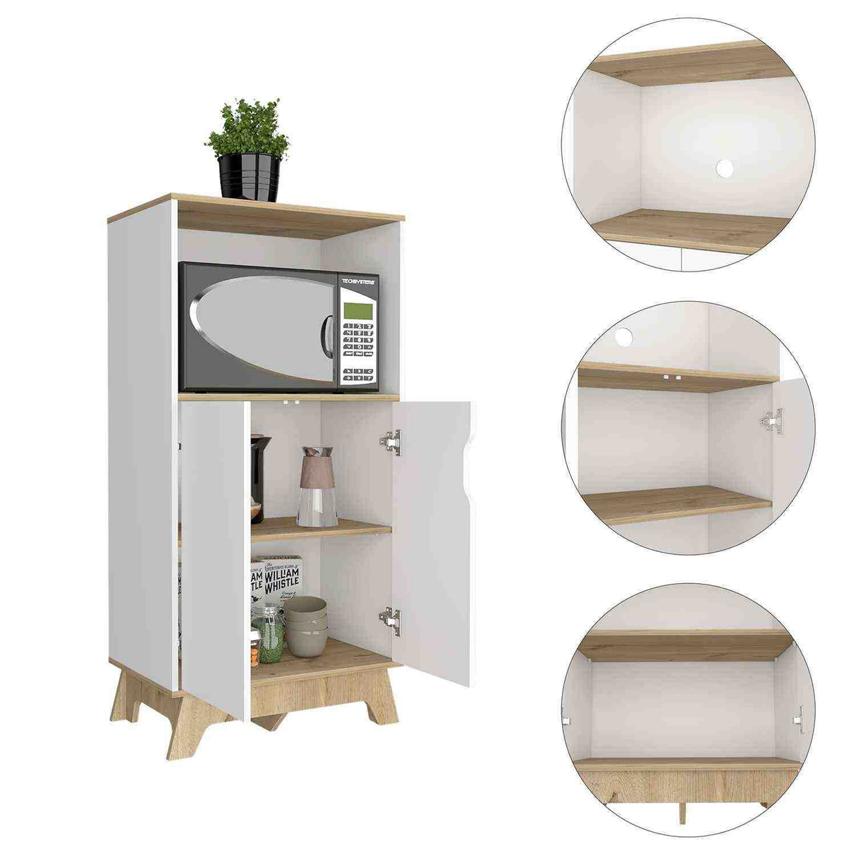 Mueble Microondas Auxona Duna 65 cm con Dos Puertas y Entrepaños - Alacenas y Muebles Microondas | Bylmo