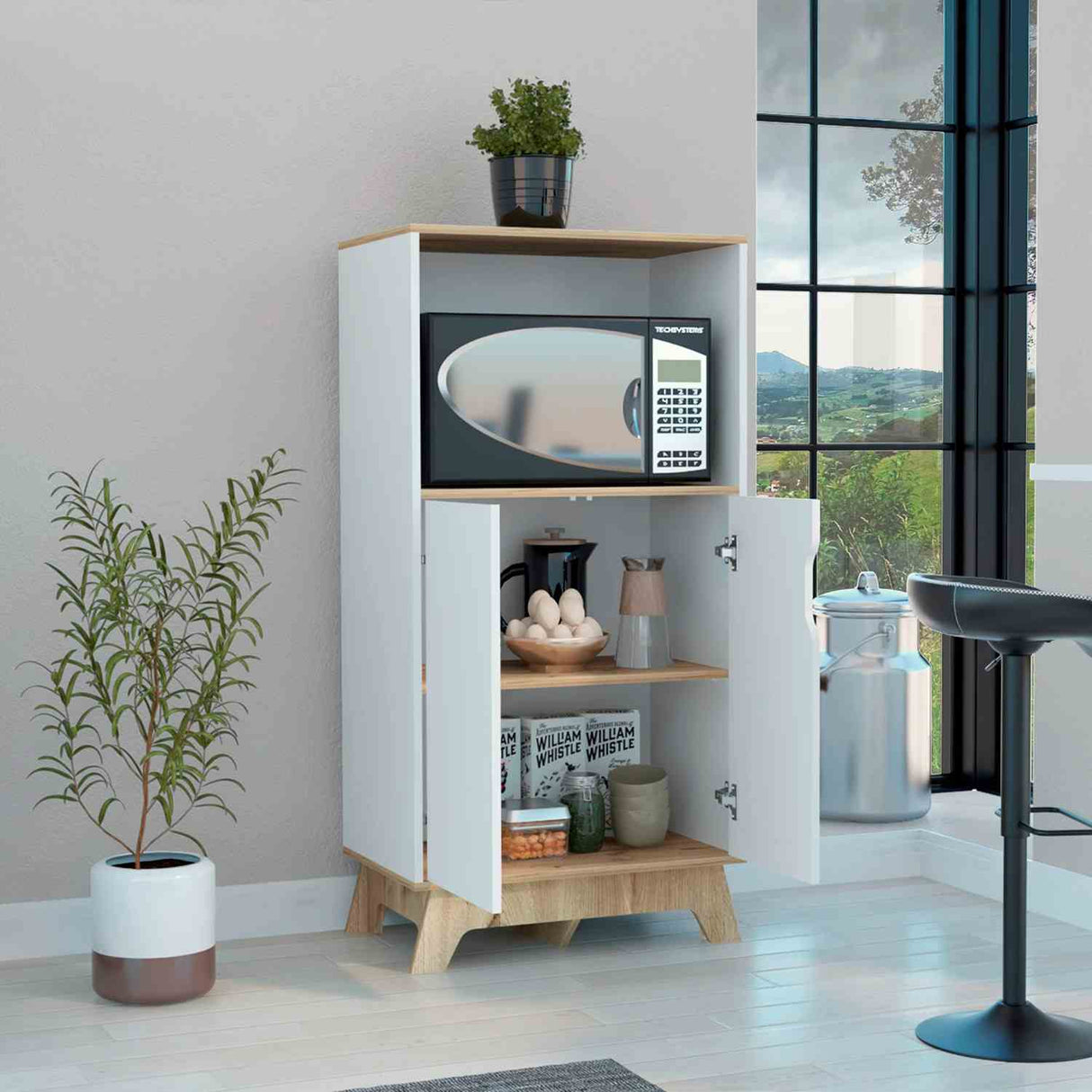 Mueble Microondas Auxona Duna 65 cm con Dos Puertas y Entrepaños - Alacenas y Muebles Microondas | Bylmo
