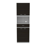 Mueble Microondas Bau Wengue y Blanco 62 cm con Cuatro Puertas y Un Cajón - Muebles Organizadores | Bylmo