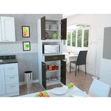 Mueble Microondas Bau Wengue y Blanco 62 cm con Cuatro Puertas y Un Cajón - Muebles Organizadores | Bylmo