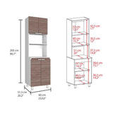 Mueble Microondas Fendi Blanco y Castaño 60x205cm sin Cajones y con Cuatro Puertas - Muebles Organizadores | Bylmo
