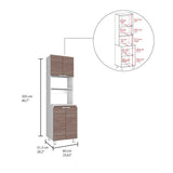 Mueble Microondas Fendi Blanco y Castaño 60x205cm sin Cajones y con Cuatro Puertas - Muebles Organizadores | Bylmo