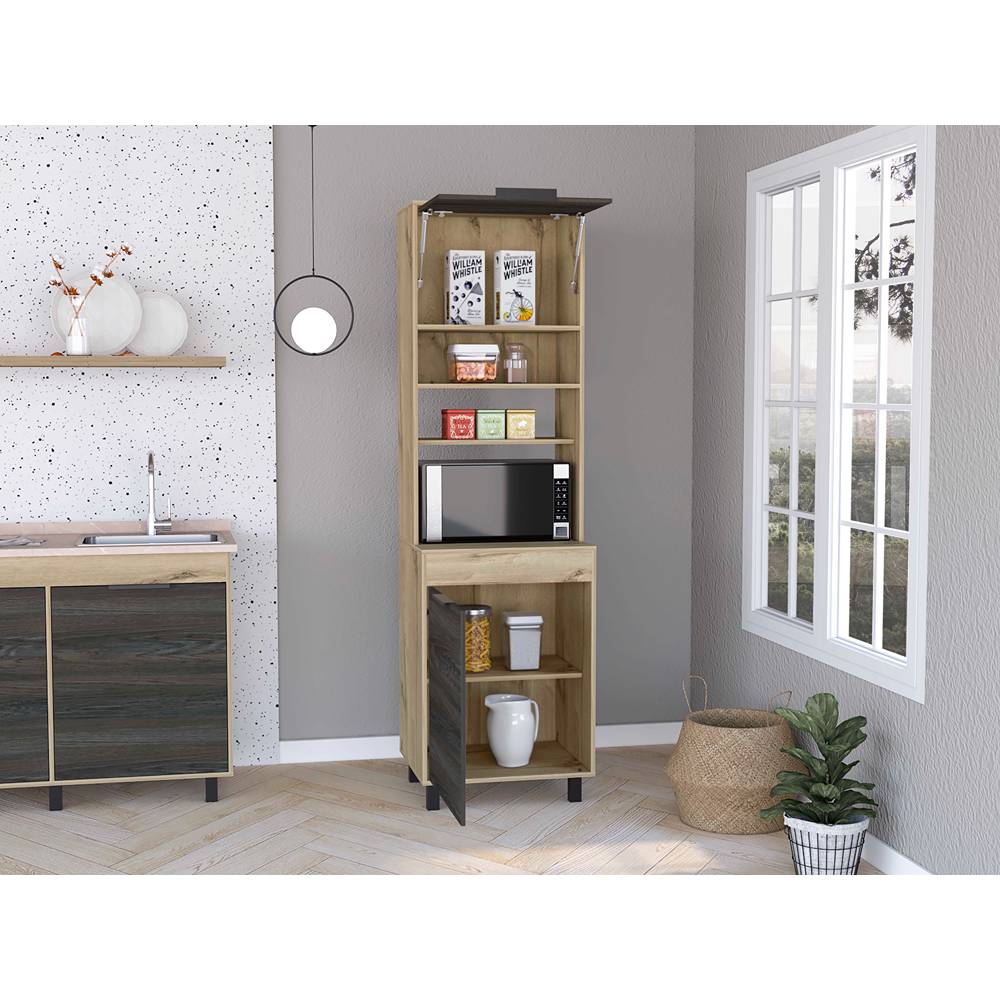 Mueble Microondas Lauret Duna y Carbón 60 cm con Dos Puertas - Muebles Organizadores | Bylmo