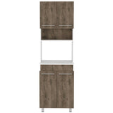 Mueble Microondas Vimo Bellota y Blanco 60 cm con Cuatro Puertas y Entrepaño - Muebles Organizadores | Bylmo