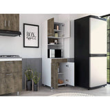 Mueble Microondas Vimo Bellota y Blanco 60 cm con Cuatro Puertas y Entrepaño - Muebles Organizadores | Bylmo