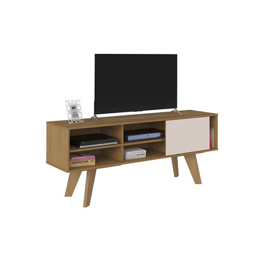 Rack Roble y Blanco 160 cm con Una Puerta - Muebles para TV | Bylmo