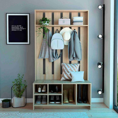 Mueble Recibidor Beijing Rovere 97 cm con Entrepaño, Zapatero y Perchero para Ropa - Bifes y Arrimos | Bylmo
