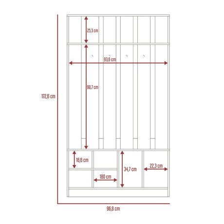 Mueble Recibidor Beijing Rovere 97 cm con Entrepaño, Zapatero y Perchero para Ropa - Bifes y Arrimos | Bylmo