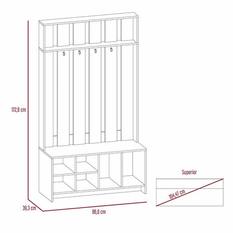 Mueble Recibidor Beijing Rovere 97 cm con Entrepaño, Zapatero y Perchero para Ropa - Bifes y Arrimos | Bylmo
