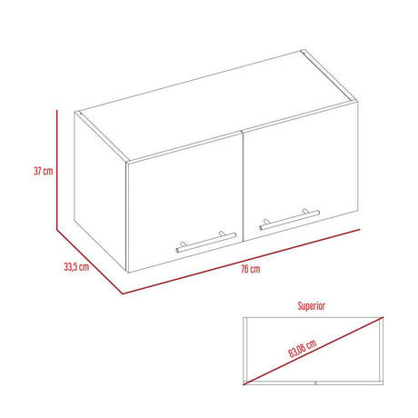 Mueble Superior de Cocina Blanco 76x37cm sin Entrepaños y con Dos Puertas - Cocinas | Bylmo