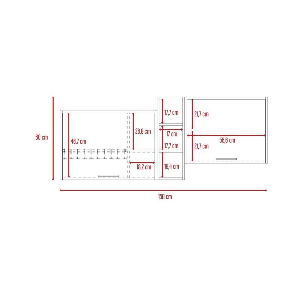 Mueble Superior con Dos Puertas Belmira Rovere y Blanco 150 cm - Cocinas | Bylmo