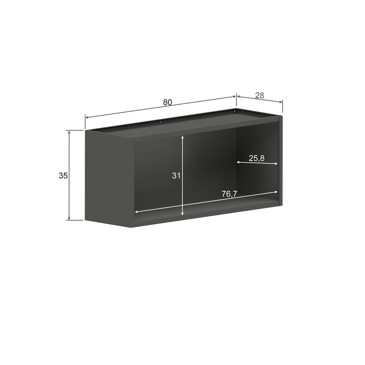 Mueble Superior de Cocina Gris 80x35cm sin Entrepaños y con Dos Puertas - Muebles Superiores | Bylmo