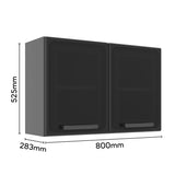 Mueble Superior de Cocina Gris 80x52cm con Dos Entrepaños y con Dos Puertas - Muebles Superiores | Bylmo
