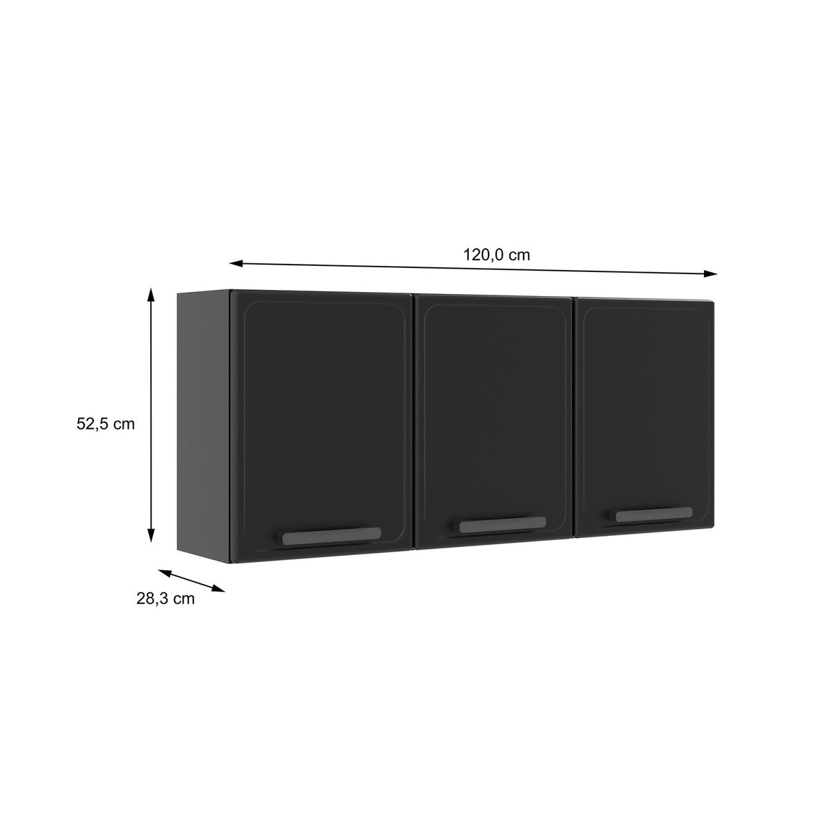 Mueble Superior de Cocina Gris 120x52cm con Dos Entrepaños y con Tres Puertas - Muebles Superiores | Bylmo